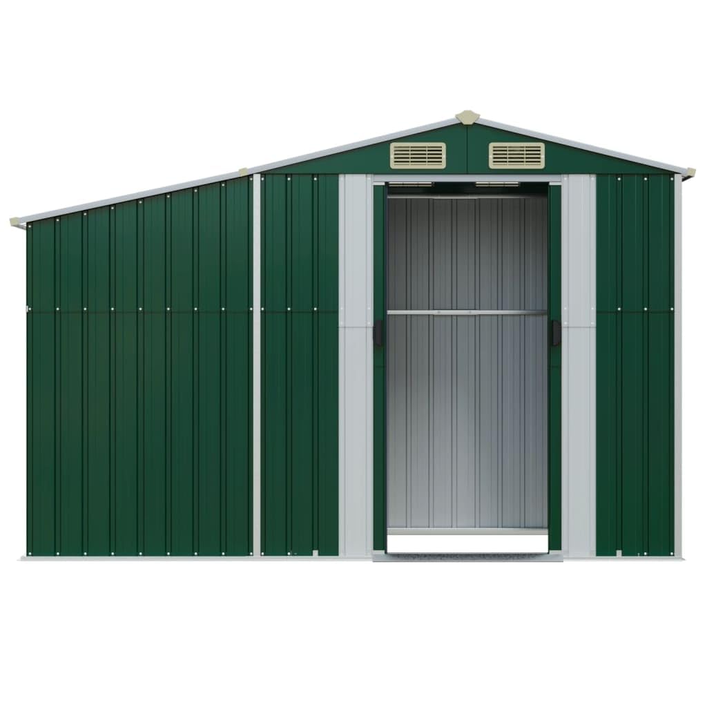 Abri de Jardin Vert 277x93x179 cm en Acier Galvanisé