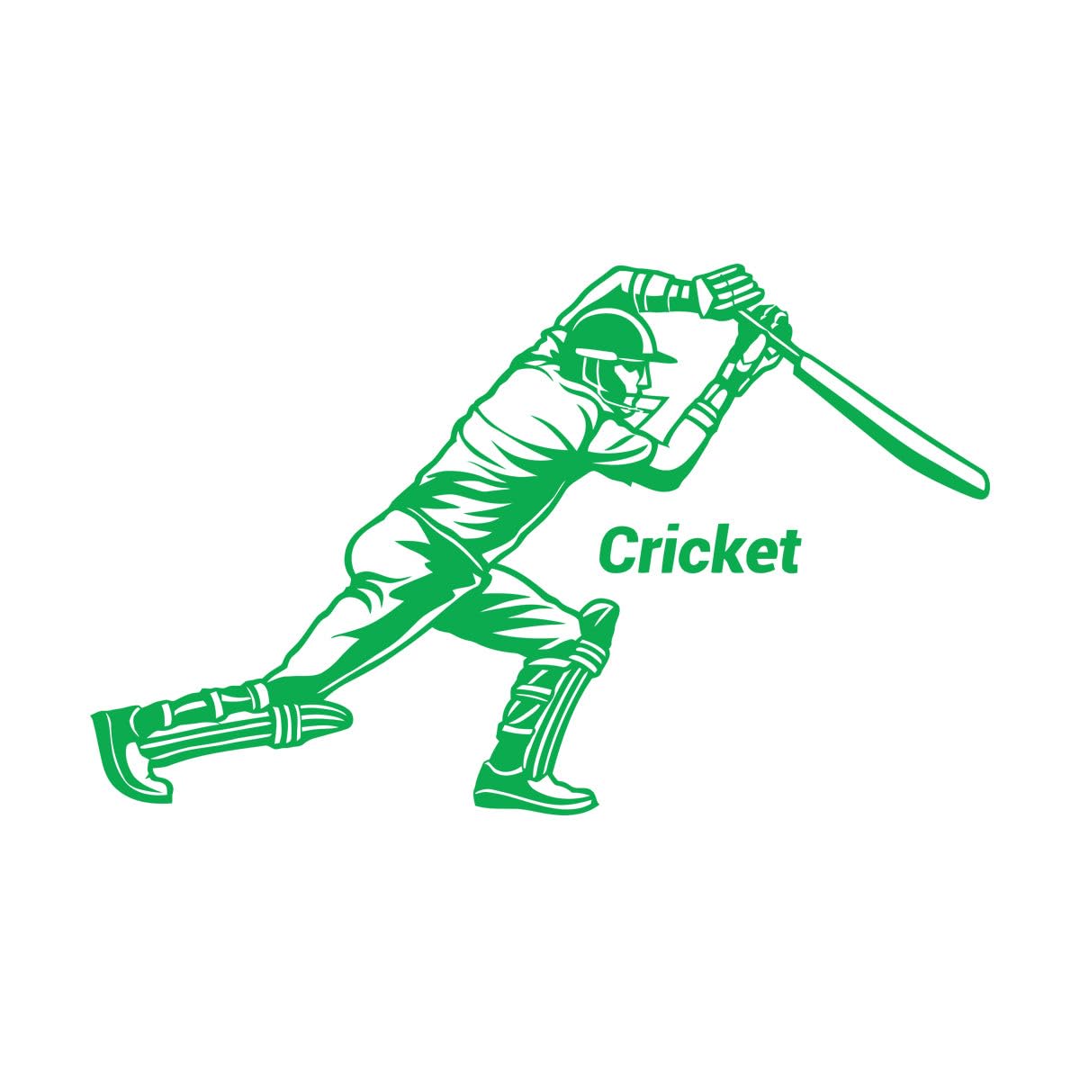 Cricket Bat Game Player Sports Fine Carving Stickers 72x114.6cm Equipped with Transfer Film kit Extra Large Green — image 1