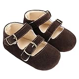 Baby Girls Double Buckle Straps Suede Mary Jane Soft Sole Princess Dress Shoes