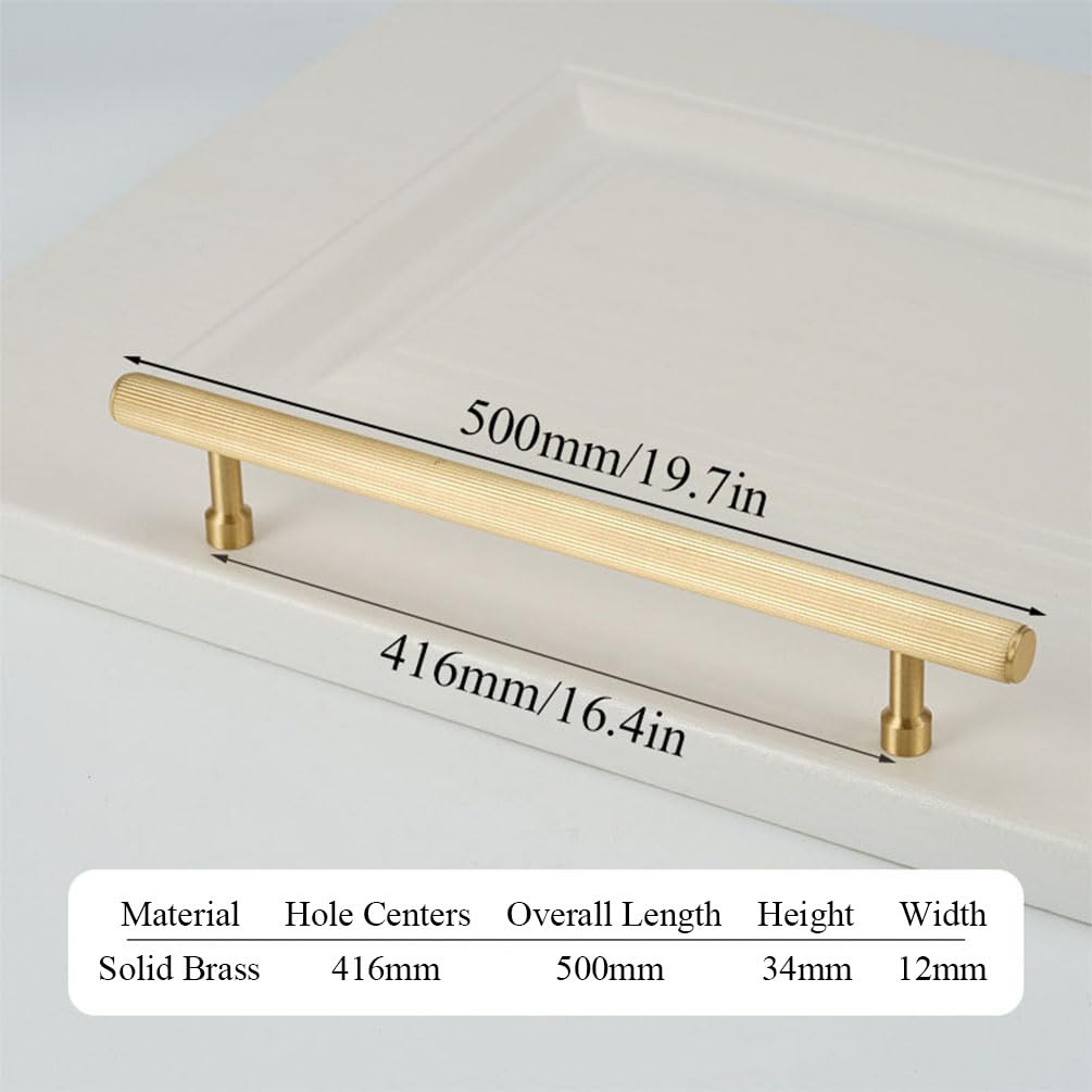 Möbelgriff Gold Vintage, 2 Stück Küchengriff Massive Messing | Gebürstet Oberfläche, Länge: 50-500 mm Bügelgriff, Schrankgriffe Mit Befestigungsschrauben-500mm/19.7in