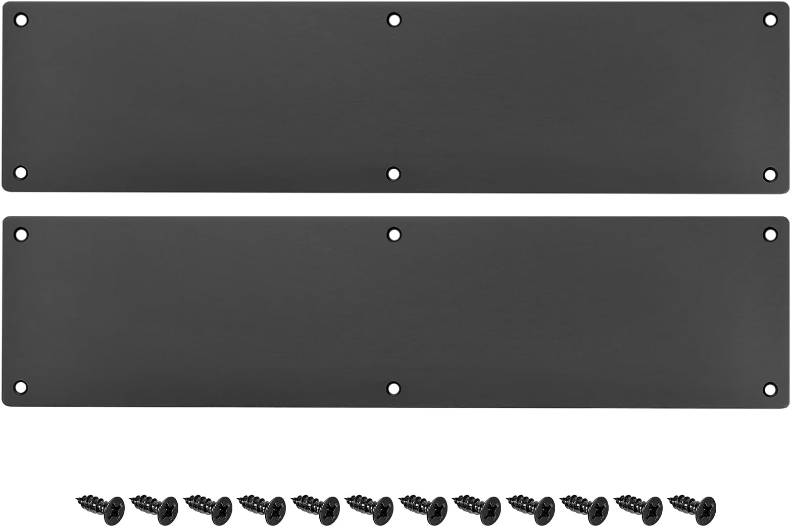 sourcing map 2pcs Door Kick Plate, 4 x 16 Inches Aluminum Kick Plate Door Plate, 2 mm Thickness, for Exterior Front Door or Back Door, Black