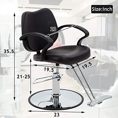 Dkeli Salon Chair Barber Chair Styling Chair Hydraulic Heavy Duty Leather Swivel Classic Hair Salon Chair Shampoo Tattoo Spa Beauty Equipment For Hair Stylist Women Man,Black #TOP2