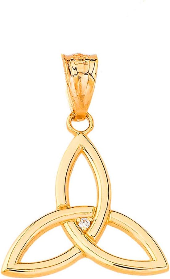 Certified 10k Gold Solitaire Diamond Celtic Trinity Knot Charm Pendant