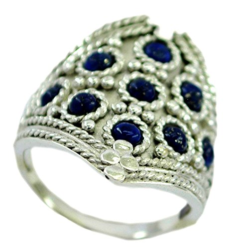 Bague de fiançailles lapis-lazuli femme argent sterling 925 véritable tailles 46-68