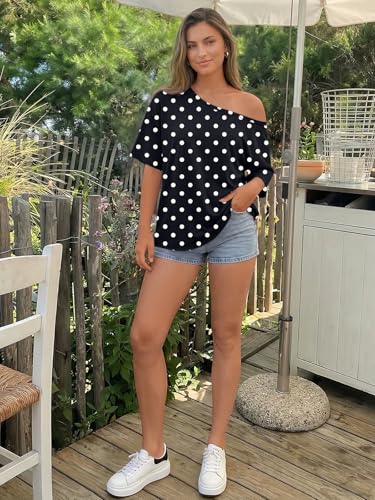 Image of Trendy Queen Womens Off the Shoulder Tops Oversized Summer Spring T-Shirts 2026