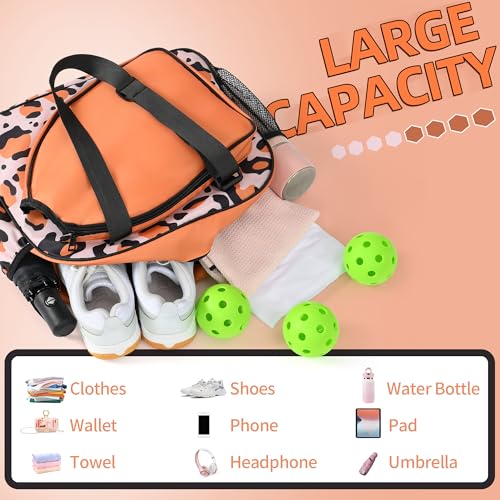 Image of Boulder Bee Pickleball Bags, Premium Pickleball Tote Bag for Girls, Women's Hand /Shoulder Gym Bag w Water Bottle Holder, with Pickleball Racquet /Paddle Holder