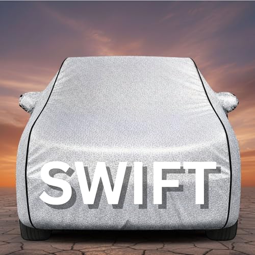 Image of Premium Silver Series 100% Waterproof Car Body Cover for Swift Cover (All Models) with Mirror Pockets | Triple Stitched, Elastic, Custom Fit, Heat Resistant, Anti-Dust, All-Weather Cover