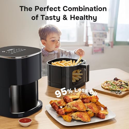 Image of Simple Deluxe 12-in-1 Air Fryer 6.34 Qt, Digital Preset Airfryer with Visible Window, Nonstick and Dishwasher-Safe Basket, Air Fry, Roast, Bake, Dehydrate, Fries, 1700W, Black