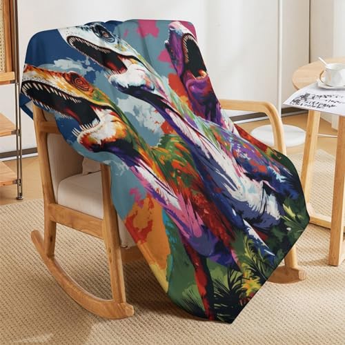 Manta de forro polar de dinosaurio grande acolchada manta suave para sofá 5