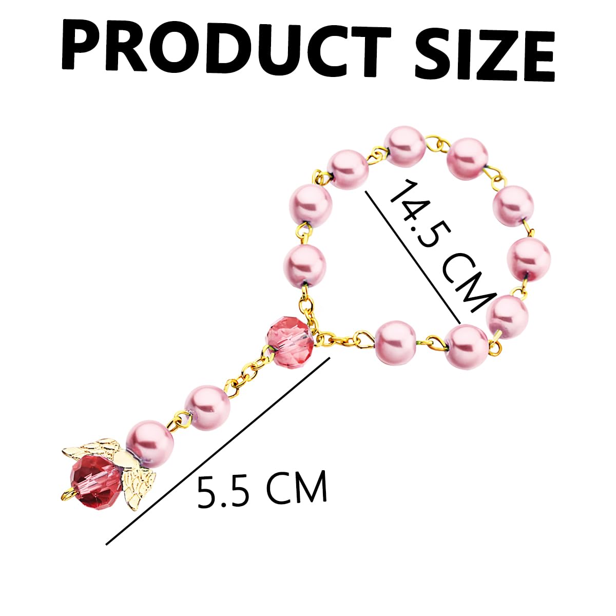 Auto Rosenkranz Rückspiegel Anhänger - Engelsflügel Design 12cm Rosa Gold Innendekoration