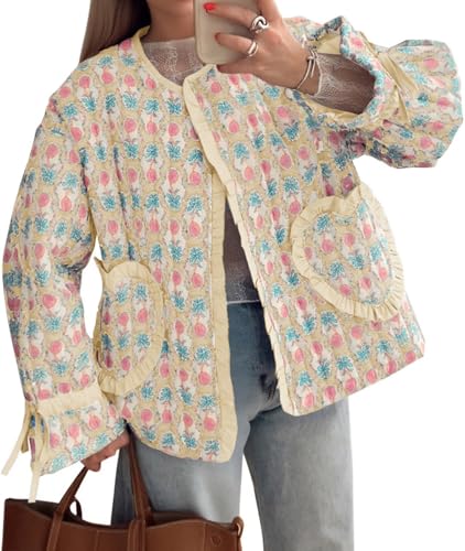 Doudoune courte pour femme Tankaneo imprimé floral et veste matelassée légère