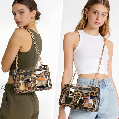Image of Joryin Women's Stadium Approved Crossbody Bag for Women, Small Clear Bag Shoudler Purse with Chain Strap