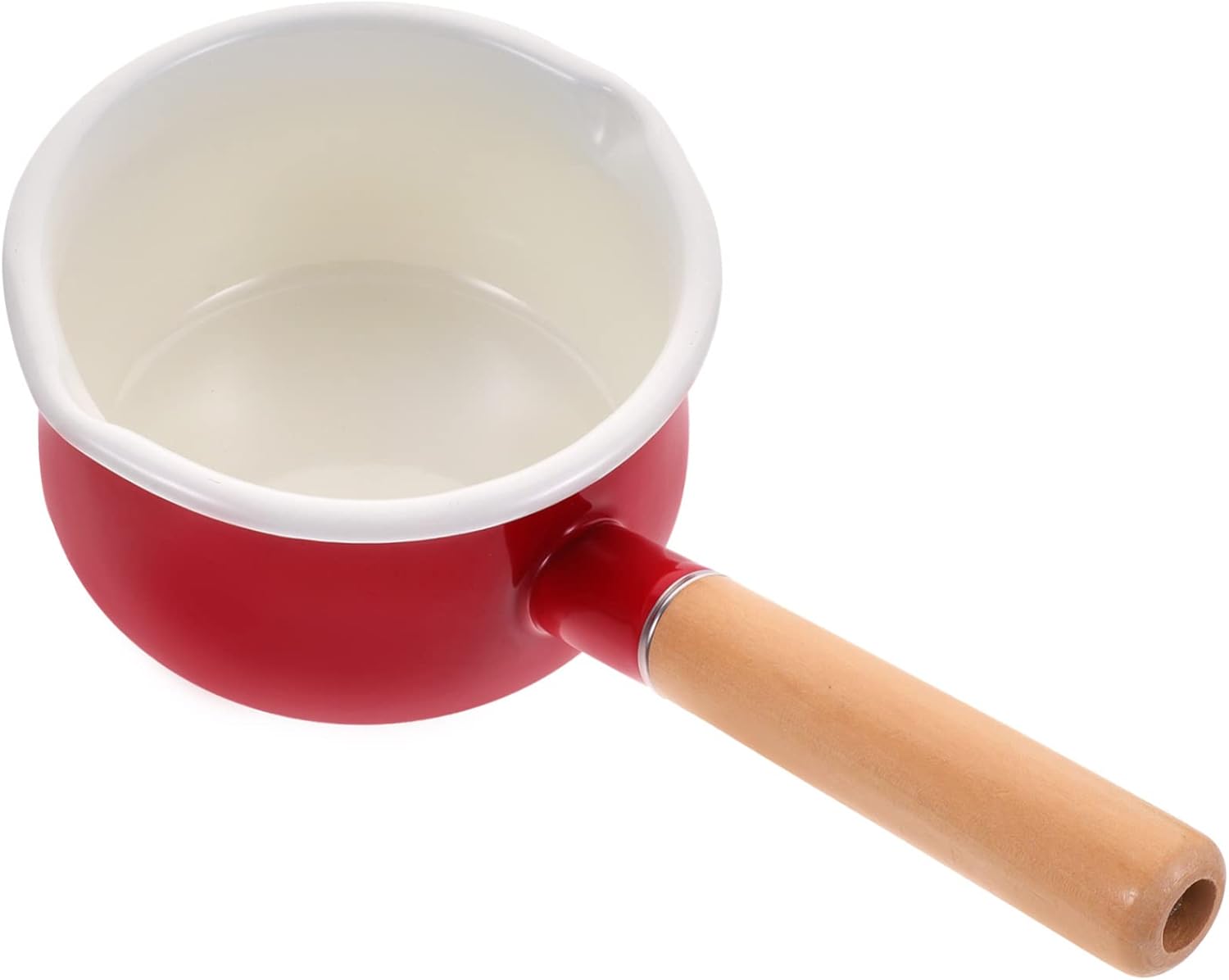PRETYZOOM Household Enamel Milk Pot Scalding Saucepan for Food Lightweight Stockpot Comfortable Handle Heat-resistant Small Soup Pot for Induction and Electric Stovetops