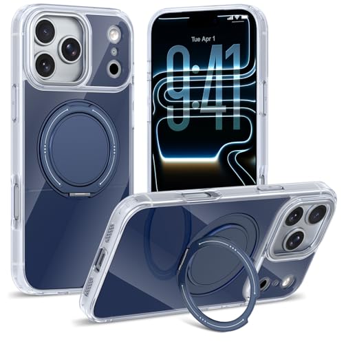 For IPhone 17/17Pro/17Pro Max �p�P�[�X�A�ϏՌ��V���R���J�o�[�A���߉\�ȃ����O�u���P�b�g�A�J�����ی�V�F��(Blue,17)