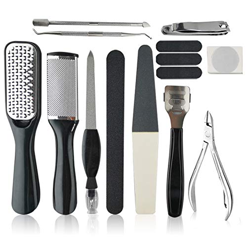 Foot Files for Hard Skin Tegollus Professional Pedicure Set [Pack of 15] Foot File Set, Stainless Steel Foot File Clean Foot Dead Skin Tool Kit Nail Toenail Clipper Foot Care for Women Men Home Salon