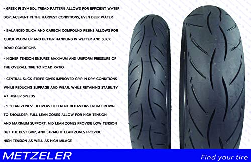 Metzeler Sportec M5 Front and Rear Radial Sport Bike Motorcycle Tires 2 Pack Set (110/70ZR17 Front 150/60ZR17 Rear) - Thumbnail 2