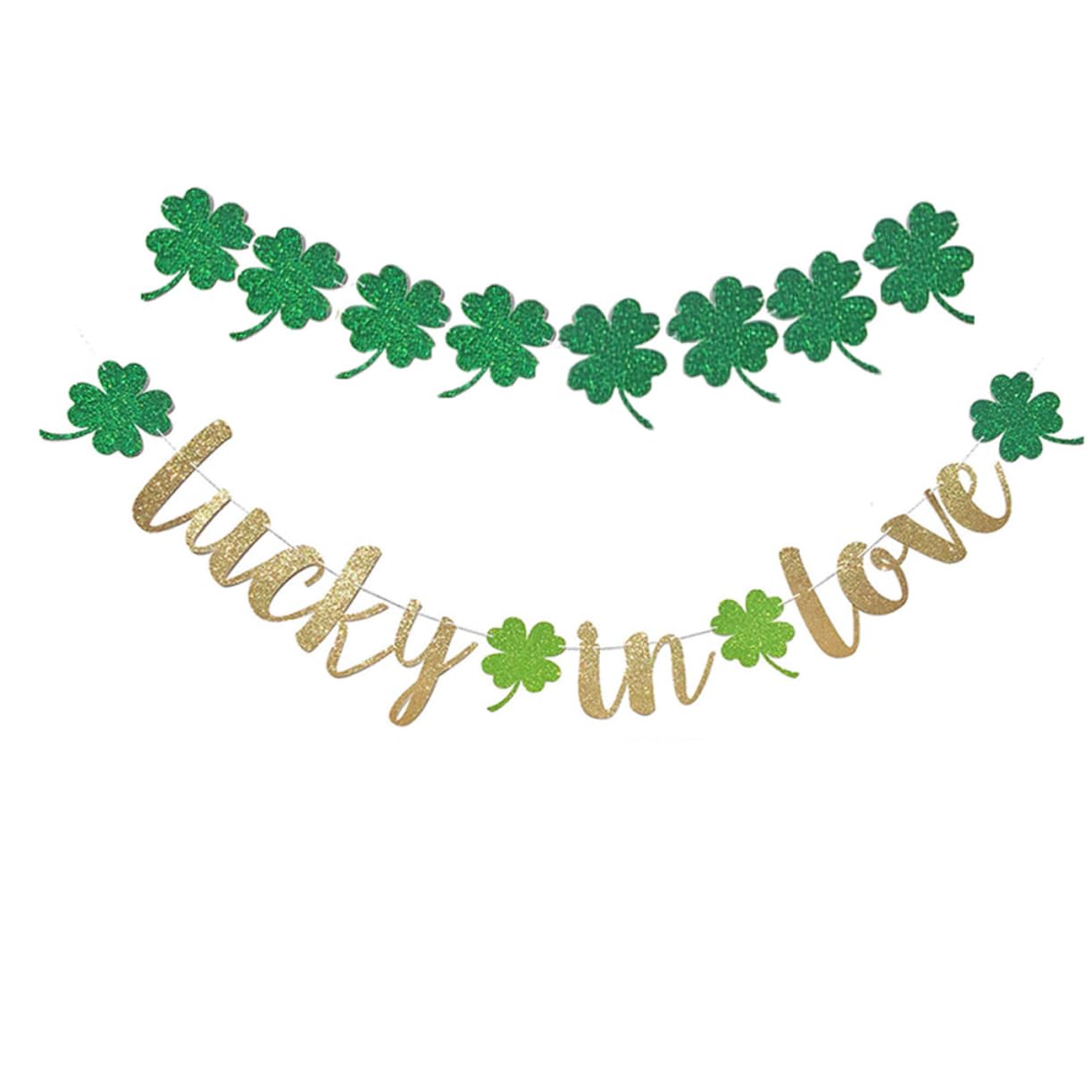 AKH St. Patrick's Day Folienbanner – 3,65 M Grüne Partygirlande Mit Kleeblatt & Bier Für Irische Feste