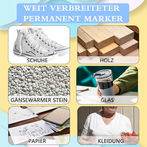 SEPVEL Acrylstifte Schwarz, 5-Stück Permanent Marker Schwarz und Schnell Trocknender Lackstift SchwarWasserfest für Steine, Felsmalerei, Keramik, Glas, Holz, Stoff, Metall, Leinwand