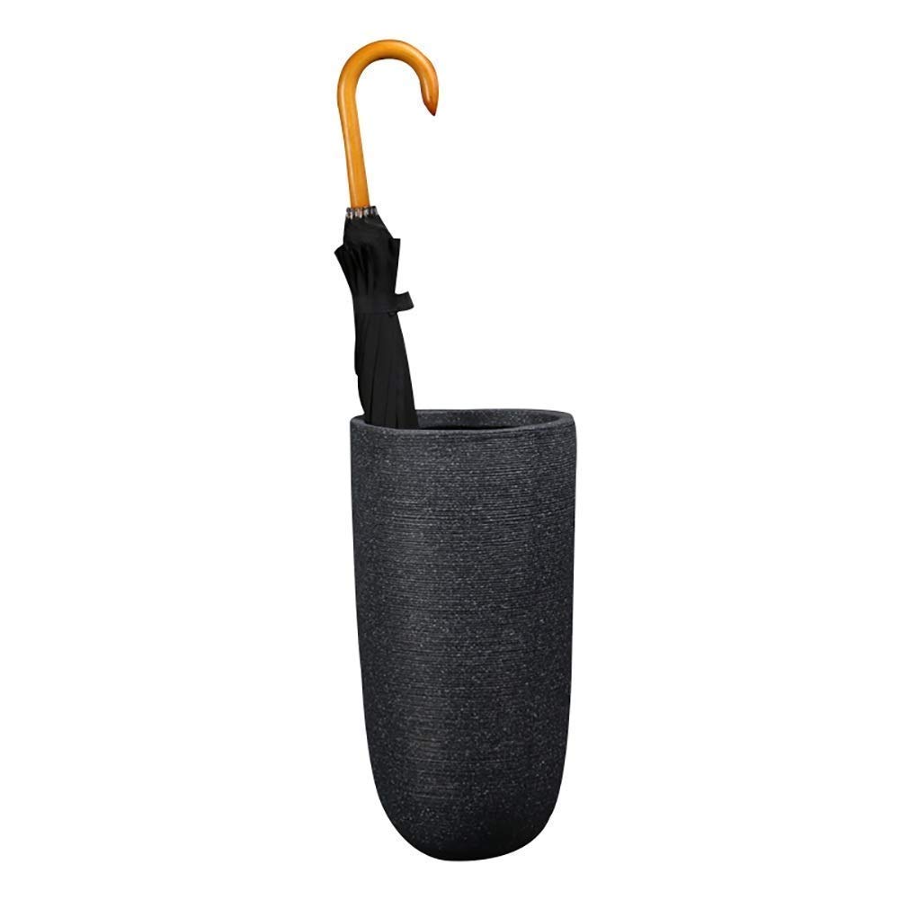Porte-parapluie en rotin noir effet céramique : rangement rond étanche contre l'humidité