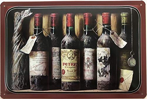 Deko 7 Tin Sign 30 x 20 cm Wine Cellar Old Wine Bottles