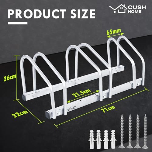 CCLIFE Fahrradständer Boden für 3 Fahrräder mit Reifenbreiten bis 65 mm Eisen Fahrradhalter 71 x 32 x 26 cm