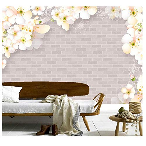 Preisvergleich Produktbild Mrlwy Kundenspezifische Wandbilder 3D, elegantes Kirschblüten-Ziegelsteinmuster, Hotelwohnzimmersofa Fernsehwand-Schlafzimmer-Tapete-200X1...