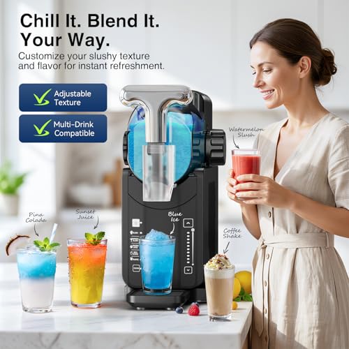Image of Slushie Machine, No Ice Needed, 85 oz Slushy Machine for Home, 5 Preset Programs & Auto-Clean Mode, Fast Chill Technolog, Frozen Drink Maker (Dark Grey)