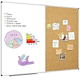 XBoard Magnetic White Board and Bulletin Corkboard Combination, 60 x 48 Inch Foldable Dry Erase & Cork Combo Board for Wall with Aluminum Frame, 5' x 4' Notice Memo Board Pin Vision Board