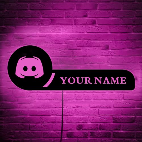 souleather Letreiro de néon com nome de usuário Discord | Letreiro LED de discórdia personalizado | Decoração de influenciadores de redes sociais | Tela de luz de transmissão personalizada |