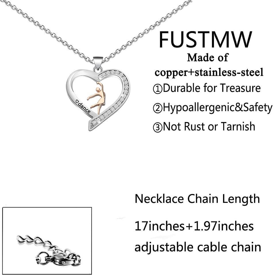 FUSTMW Dance Necklace - Ballerina Jewelry for Dancers, Team Inspiration and Lovers - Gift for Friends2