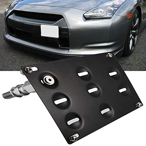 Gtp Front Bumper Tow Hook License Plate Mounting Bracket Holder Relocator Compatible With Nissan 370Z Z34 Gtr R35 Sentra Juke, G37 2Dr Coupe / Q60 / Q50 (Fit Without Front Parking Sensor Only) #TOP2