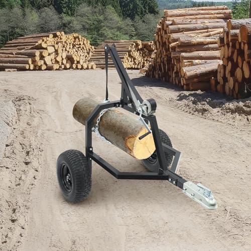 NOLANTI Remolque para Troncos, Capacidad de Carga 2000 lbs, Para Troncos hasta 24 pulgadas de Diámetro, Construcción de Acero y Hierro con Neumáticos de 16'', Remolque para Silvicultura y Construcción (Negro) miniatura 2