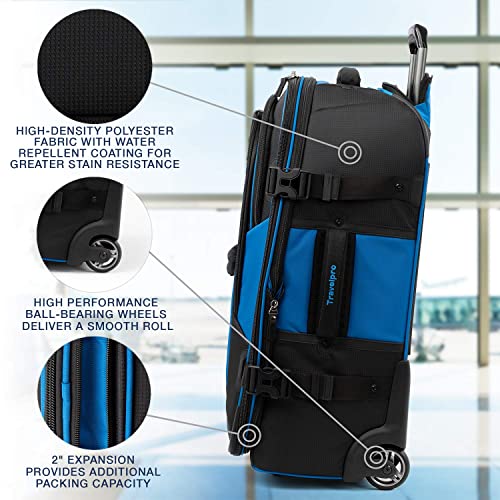Travelpro Unisex-Adult Bold-Softside Expandable Rollaboard Upright Luggage, Blue/Black, Checked-Medium 25-Inch3
