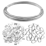 Yookat Wire Rope Cable Includes 1/16inch x 66Feet Stainless Steel Wire Rope Cable 100Pcs Aluminum Cr