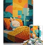 Rompecabezas para Adultos de 1000 Piezas diseño de Conejito durmiendo Juegos educativos decoración del hogar 26x38cm