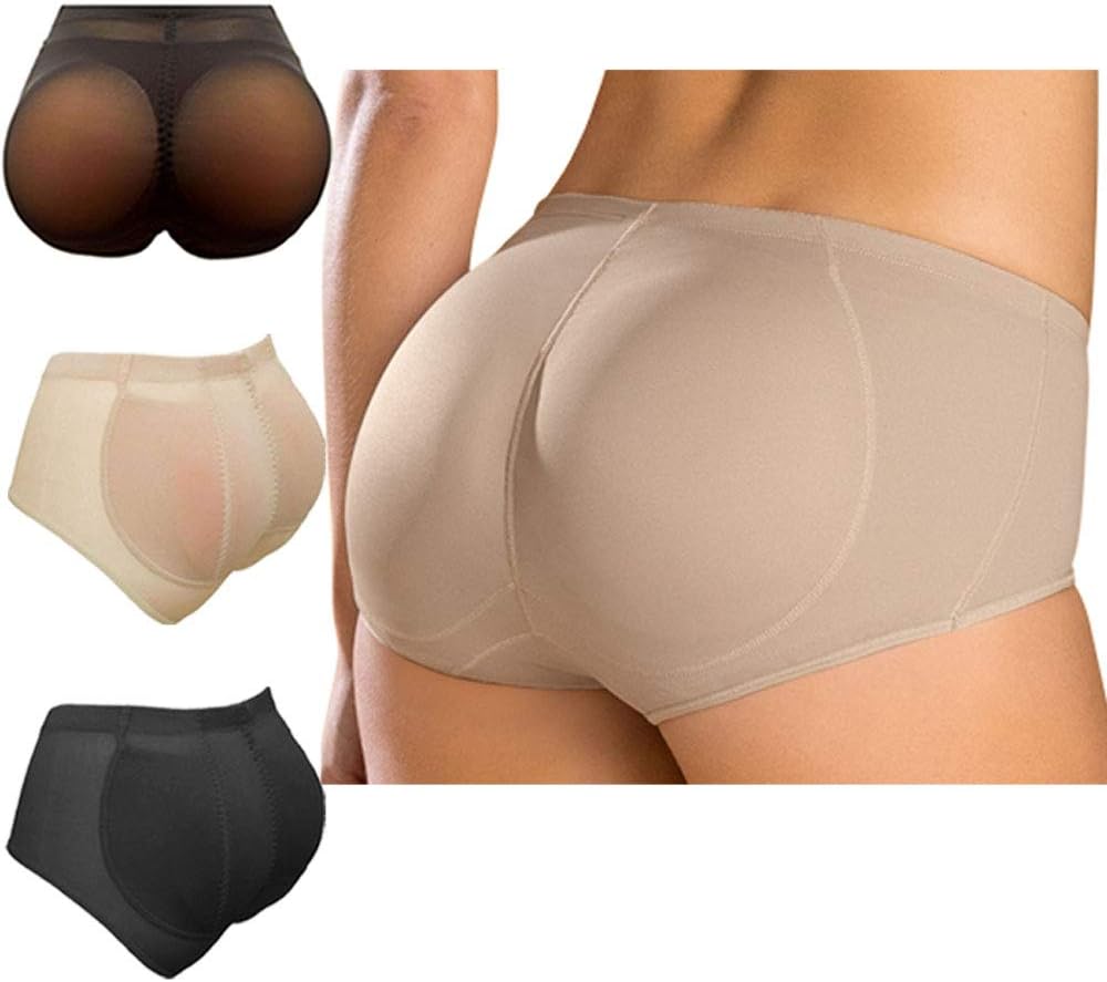 LikeEJayPush Up 100% Silicone Butt Pads Buttocks Enhancer Body Shaper Tummy Control Panty Set (L, Beige)