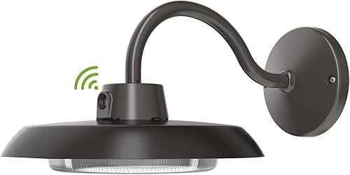 Luz LED de 35 W con cuello de cisne de 8 pulgadas, luz de pared de granja al aire libre con poste de fotocélula del atardecer al amanecerluz de área