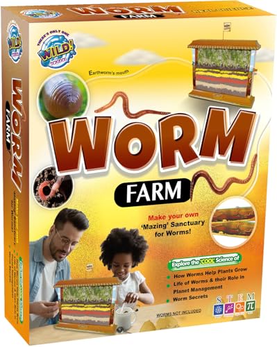 WILD! Science Worm Farm - Ages 6+ - In Home Learning Science Kit - Easy Assembly - Worm Farm, Colored Sand, Accessories and Education & Instruction Booklet