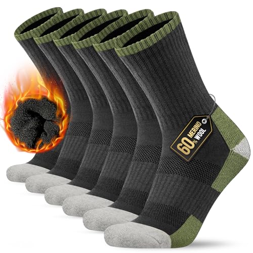 KEECOW Merino Wolle Wandersocken Herren & Damen 3 Paar, Thermo Fleece...