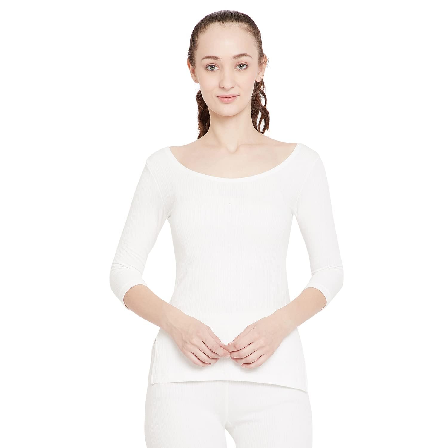 Women Winter Thermal Upper.Its a 3/4th Sleeves Body Warmer in Off-White Color.It is A 1-pc Pack!!-image-35