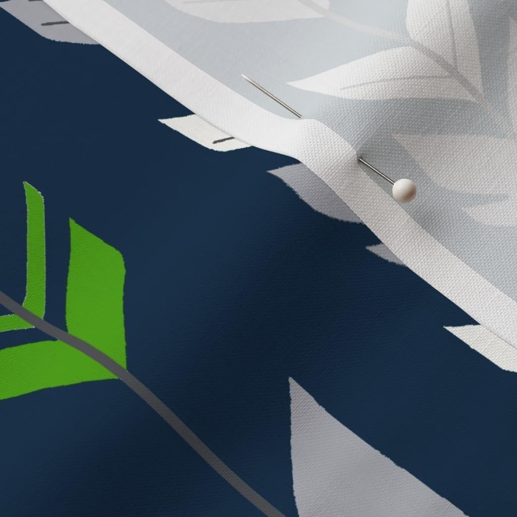 Spoonflower Fabric - Arrow Feathers Green Grey Navy Lime Arrows Fletching Printed on Petal Signature Cotton Fabric by The Yard - Sewing Quilting Apparel Crafts Decor