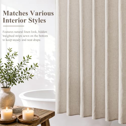 Jowels Oatmeal Linen Fabric Shower Curtains for Bathroom, 72x72 by Jowels - Used condition - Image 4