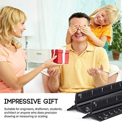 10 Pieces 12 Inch Architectural Scale Ruler Aluminum Architect Scale Triangular Engineering Ruler Scale With 6 In 1 Multitool Pen Ballpoint Pen For Architects, Students, Draftsman, And Engineers #TOP6