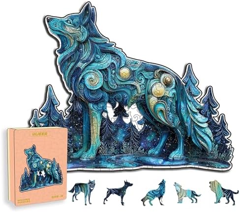 Amazon.com: Wooden Puzzles for Adults, Wolf Jigsaw Puzzles, Unique ...