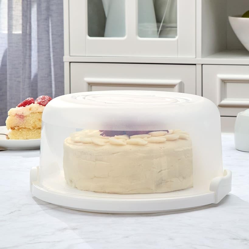 The Lakeside Collection Round Plastic Multifunctional Cake or Cupcake Carrier With Lid