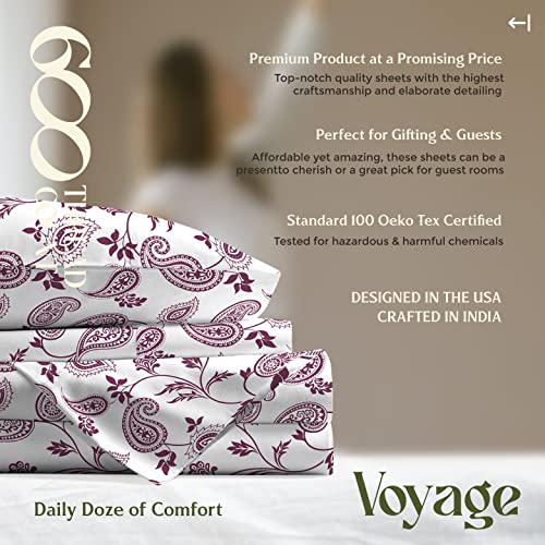 Mayfair Linen 100% Cotton Printed Bed Sheets - Paisley Printed California King Sheet Set - Hotel Luxury Sateen Weave Bedsheets - Deep Pockets - Breathable & Cooling Sheets For Cali Kings Size Bed #TOP7