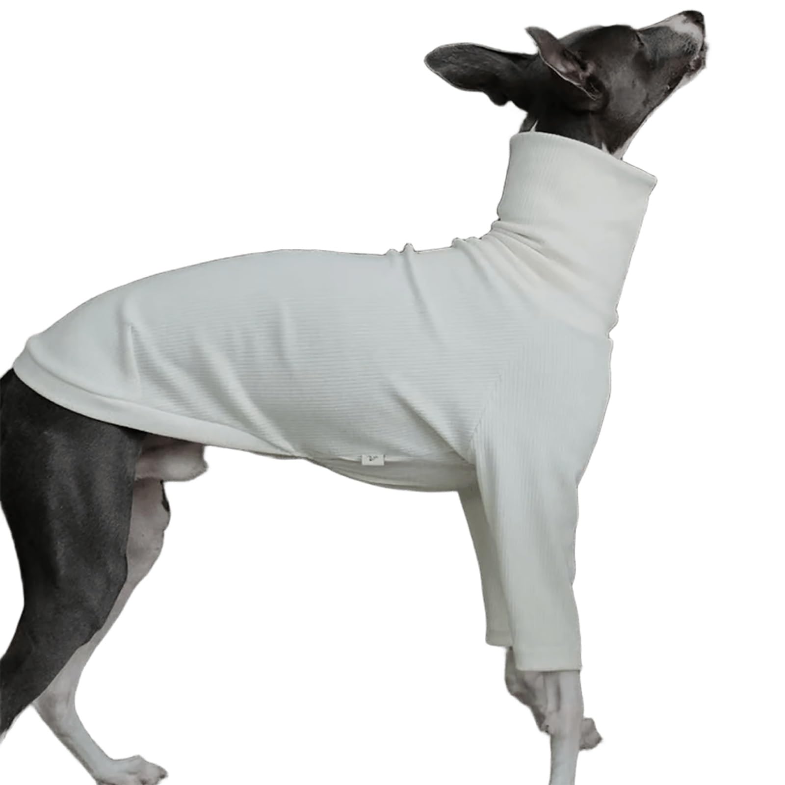 Breathable Italian Greyhound Sweater, Long Sleeve Turtleneck Dog Shirt Sweatshirt, Soft Dog Pajamas Clothes for Whippet & Small Medium Dogs(White,Size 1)