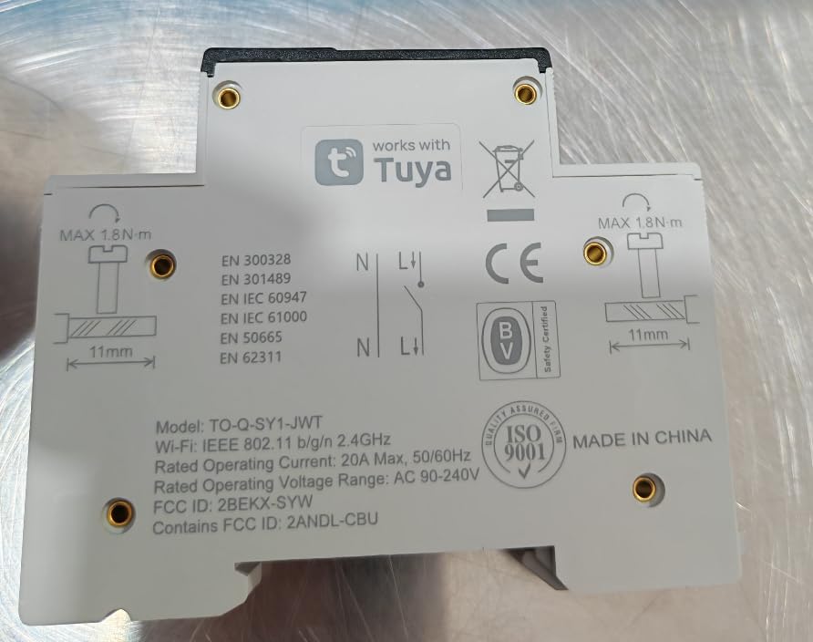 DIY 1P+N Smart Wi-Fi Switch, Work with Alexa and Google Assistant for Voice Control, 20A with Energy Monitor, Smart Life/Tuya APP Remote Control, Timer Functions, DIN Rail Mounted,FCC Certified - Image 7
