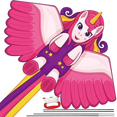 Large Kites for Kids Adults, Big Unicorn Kite with 328FT String Easy to Fly Beach Kites Kids Pink Delta Kite Toys for Boys Girls Beginner Park Outdoor Games & Activities