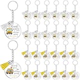 Misdary 24 Pcs School Bus Driver Appreciation Gifts Acrylic Thank You for Always Going Keychain Gift with Tassels for Women Men Graduation Retirement Gifts